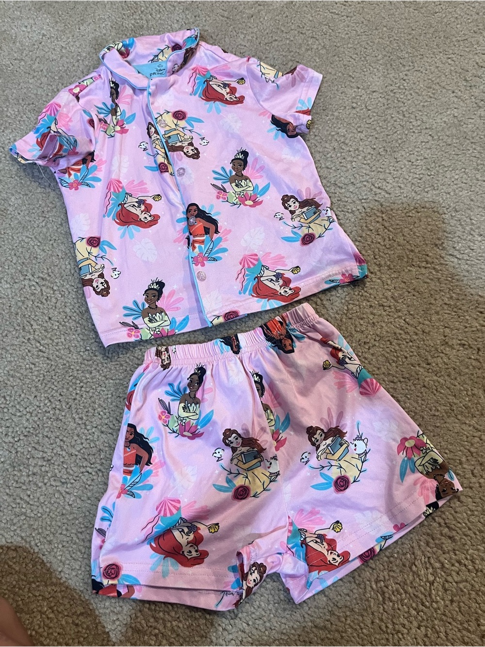 Girls Pink Princess Print Short set Pajama Set 4at Disney
